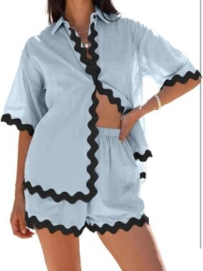 Light Blue Women's Two-Piece Short Set
